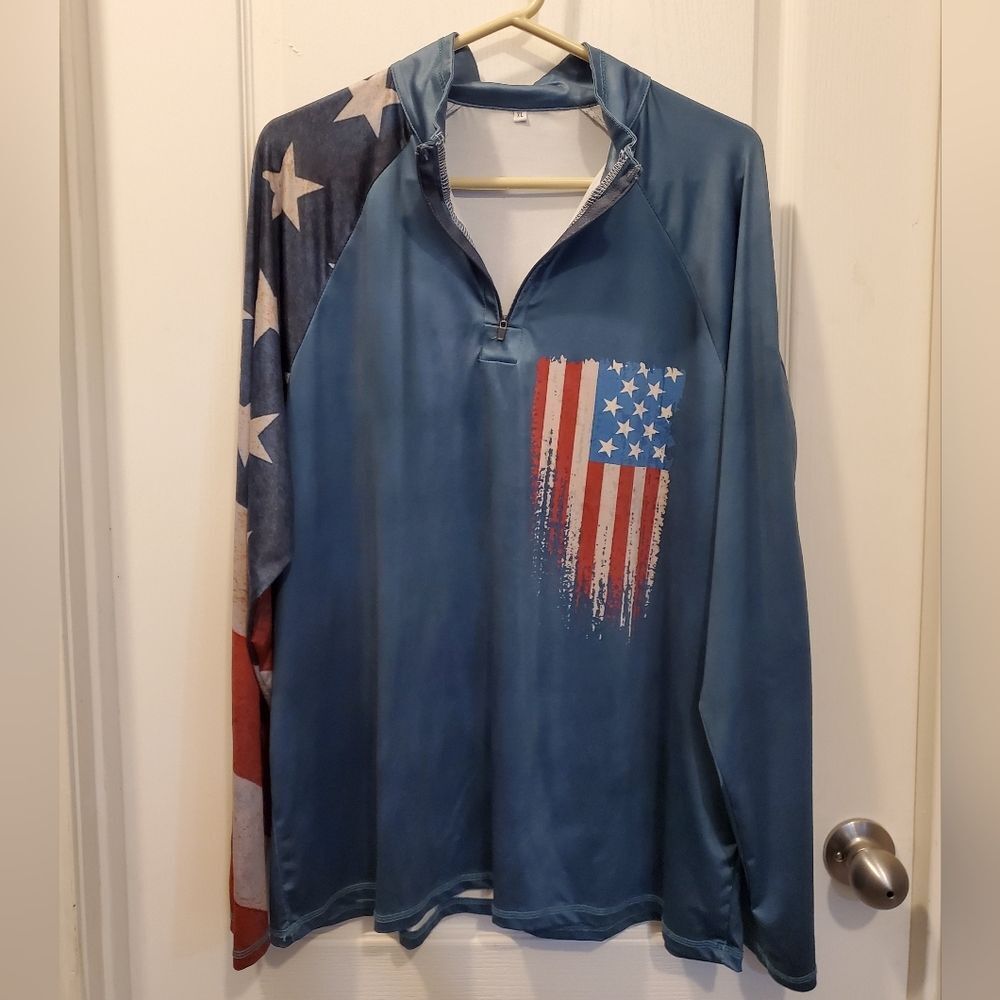 Long sleeve Rash guard America Red,White & Blue shirt XL